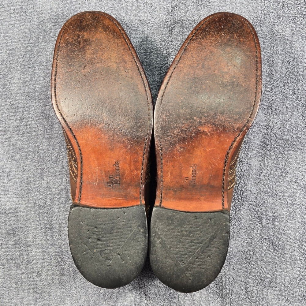 Allen Edmonds Neumok Wingtip Oxford Mens 11 D Brown Brogue Leather Made In USA - Picture 10 of 11